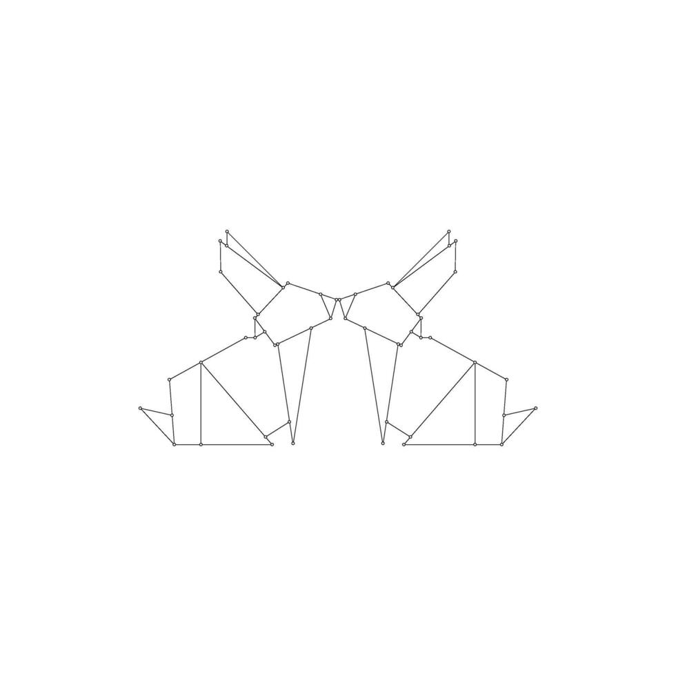 Pair Rabbit or Bunny Polygonal Lines, can use for Logo, Pictogram, Cute Animal Figure, Website, Apps, or Graphic Design Element. vector