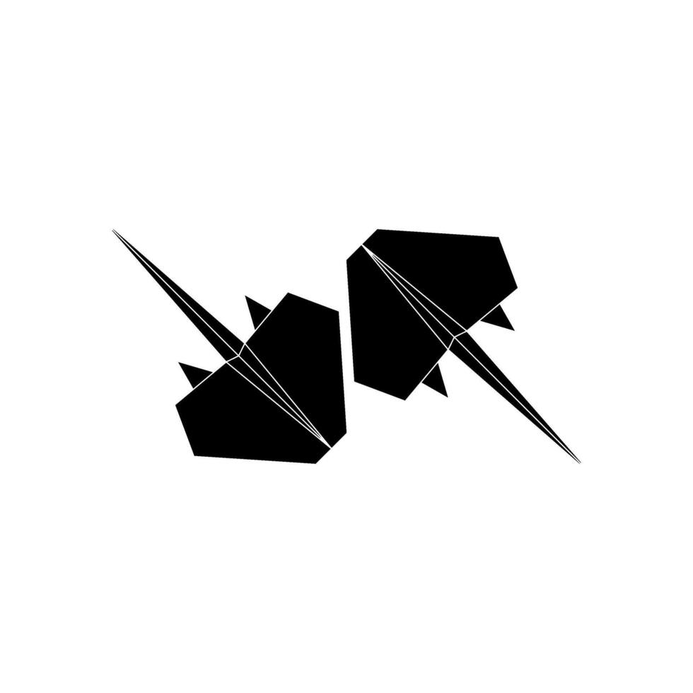 Pair Stingray Fish Shape Inspired by Origami Form, can use for Logo, Pictogram, Aquatic Animal Figure, Website, Apps, or Graphic Design Element. Flat and BW vector