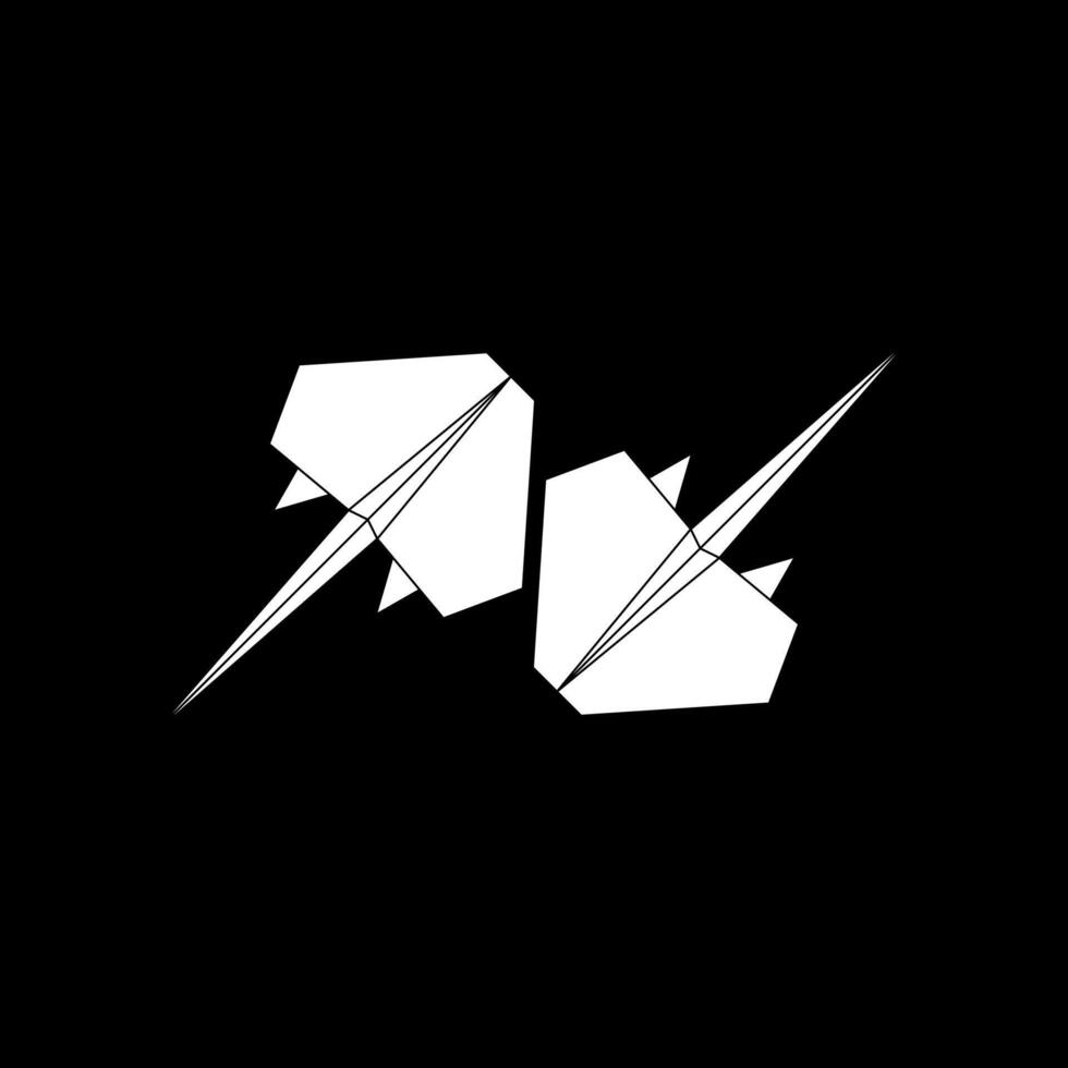 Pair Stingray Fish Shape Inspired by Origami Form, can use for Logo, Pictogram, Aquatic Animal Figure, Website, Apps, or Graphic Design Element. vector