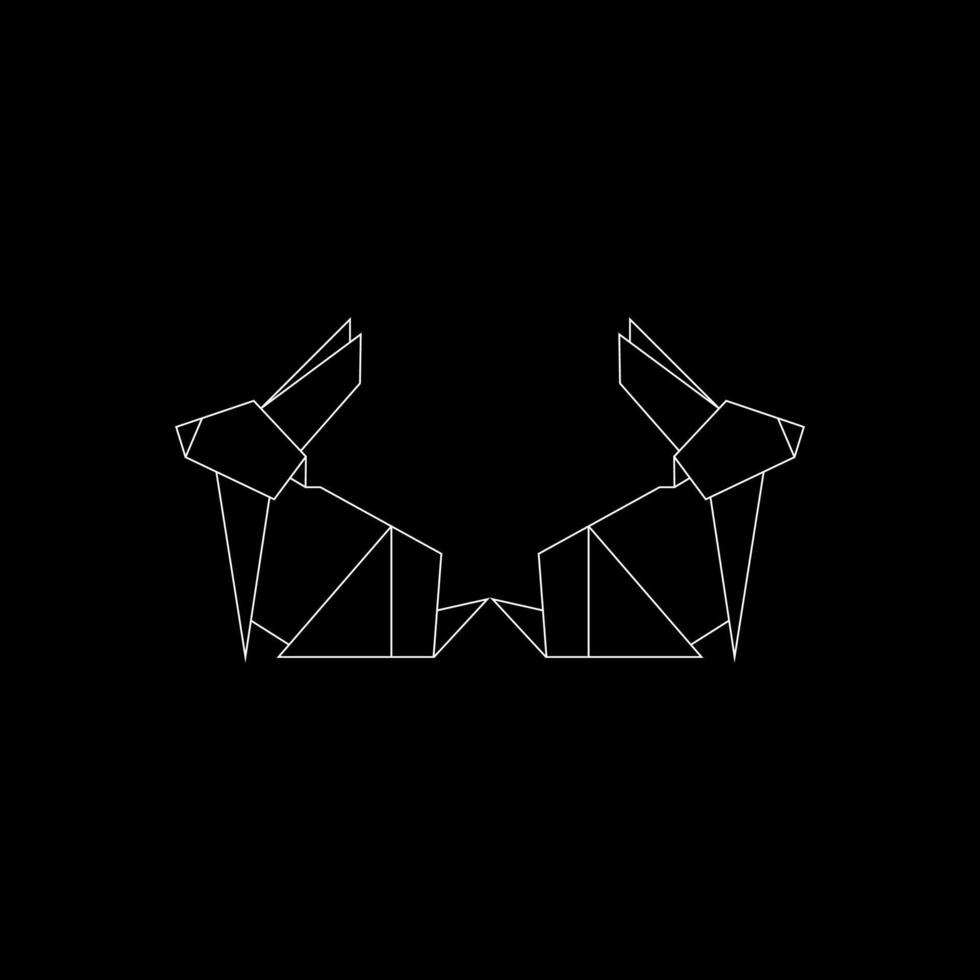 Pair Rabbit or Bunny Polygonal Lines, can use for Logo, Pictogram, Cute Animal Figure, Website, Apps, or Graphic Design Element. Flat and Memorable. vector