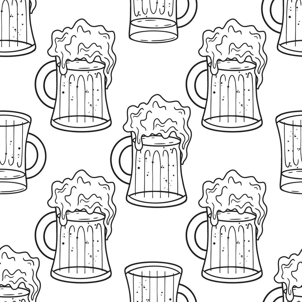An Attractive and Seamless Pattern Featuring Beer Mugs and Glasses for Various Uses vector
