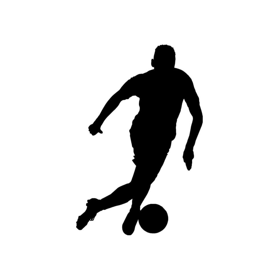 Silhouette football player dribbling the ball vector