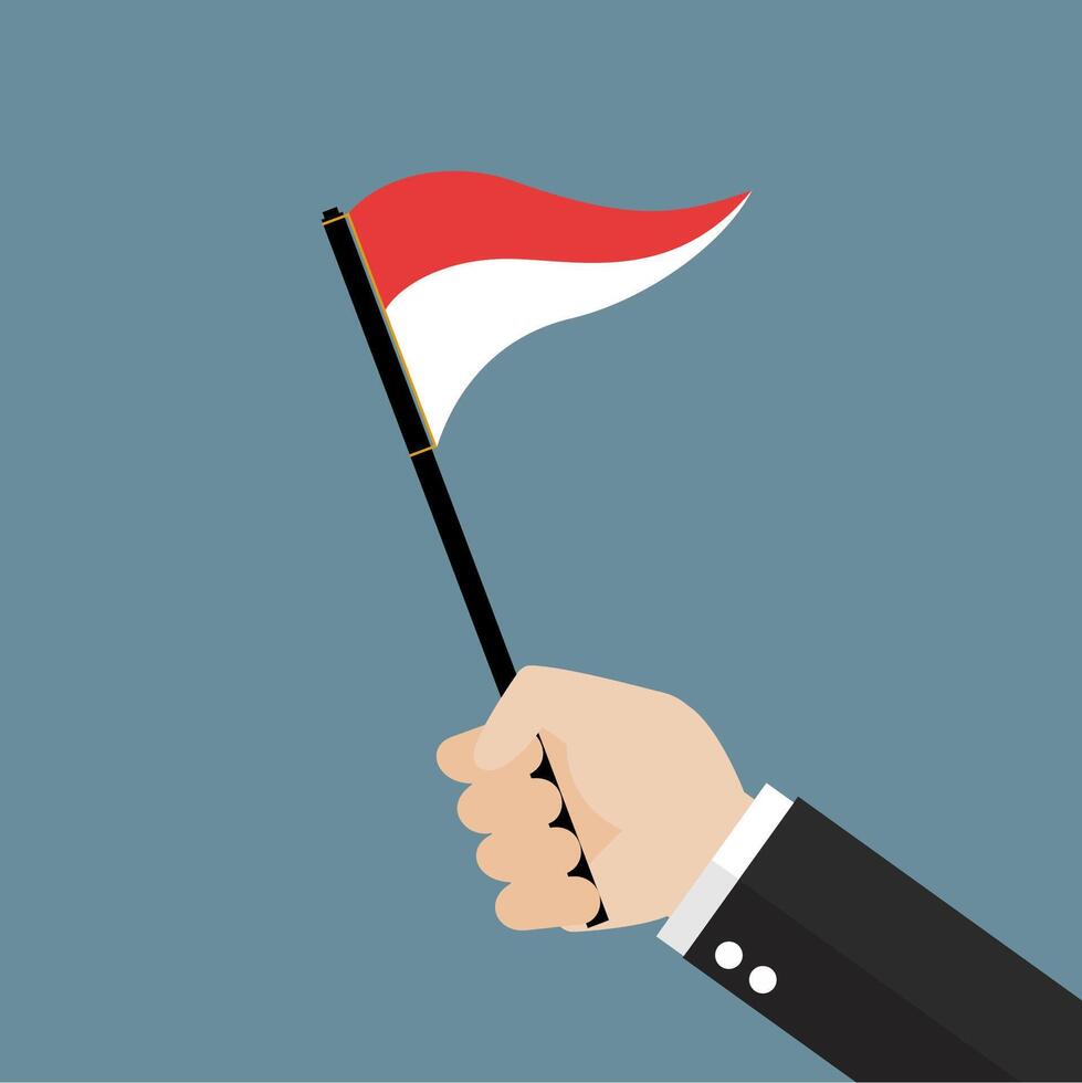 Illustration of hands holding the Indonesian flag on Independence Day vector