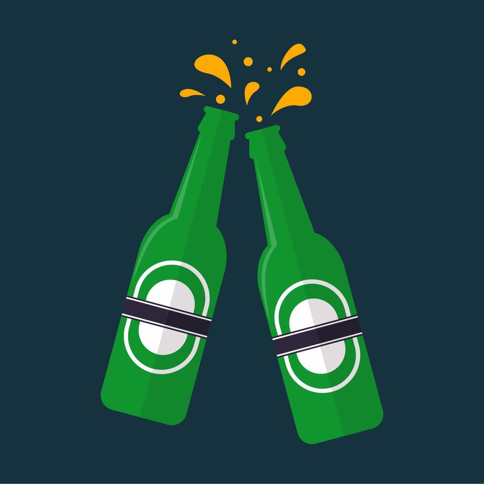 beverage bottle with flat style design vector