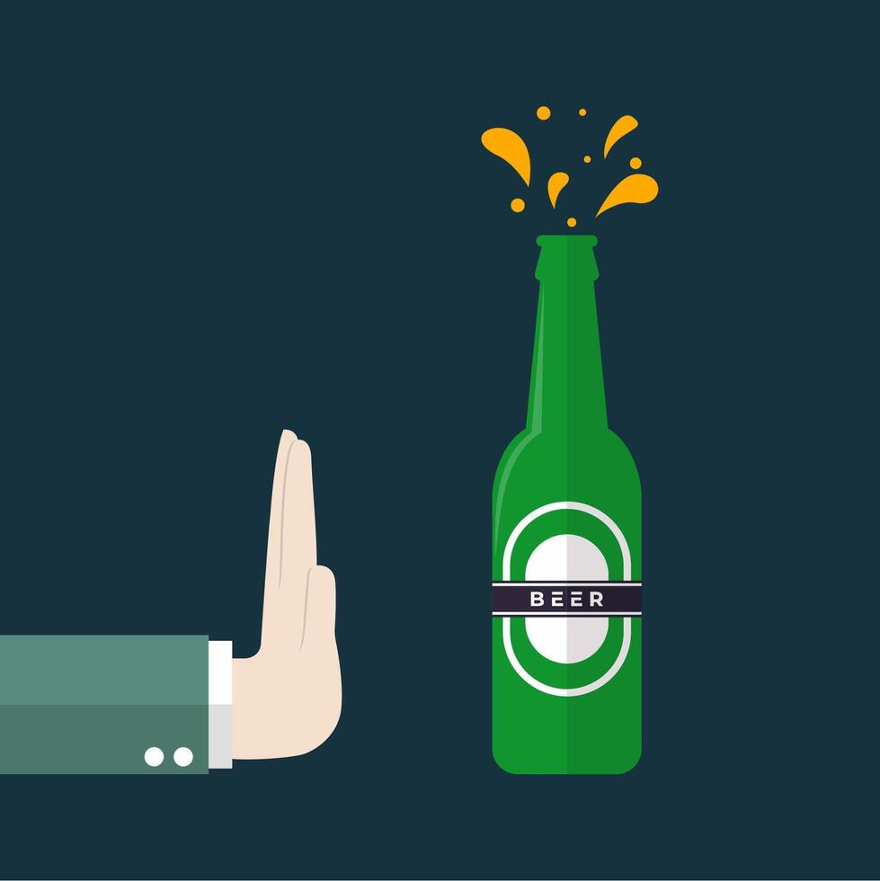 Illustration of hand gesture refusing alcoholic beer vector