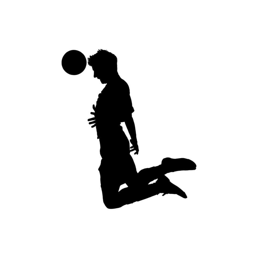 silhouette football player heading the ball on white background vector