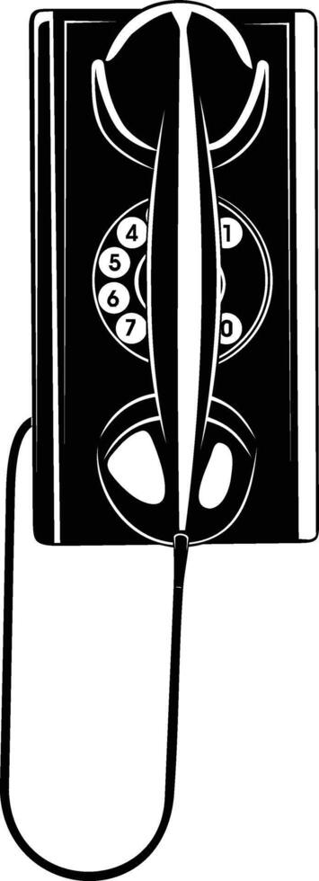 Classic Rotary Telephone in Black and White vector