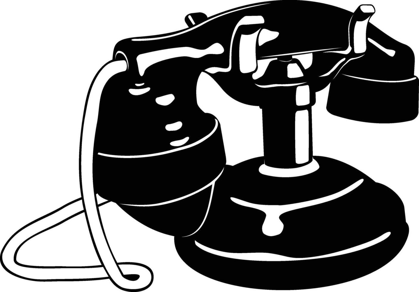 Antique Desk Phone Illustration in Black Style vector