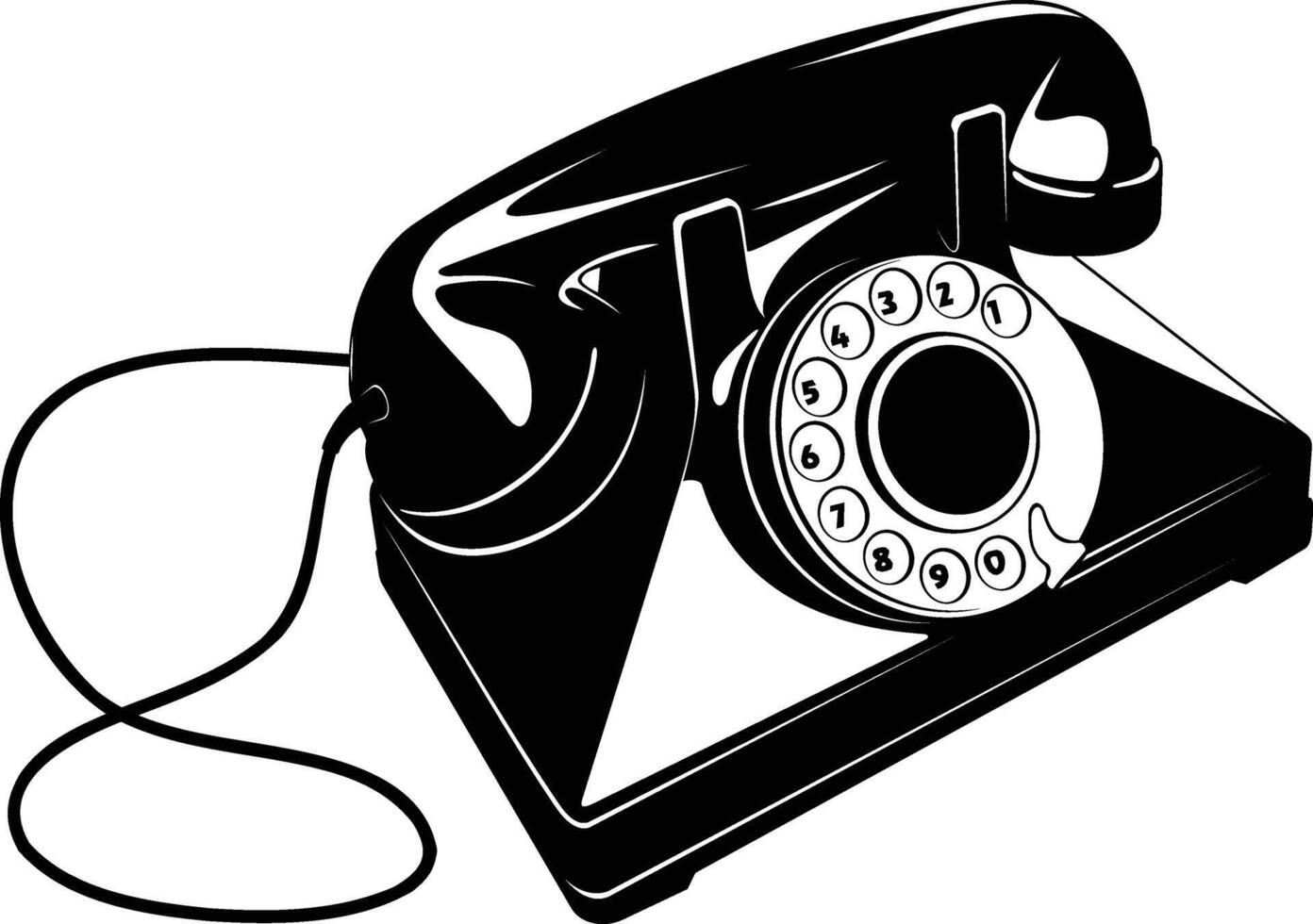 Retro Rotary Phone Silhouette vector
