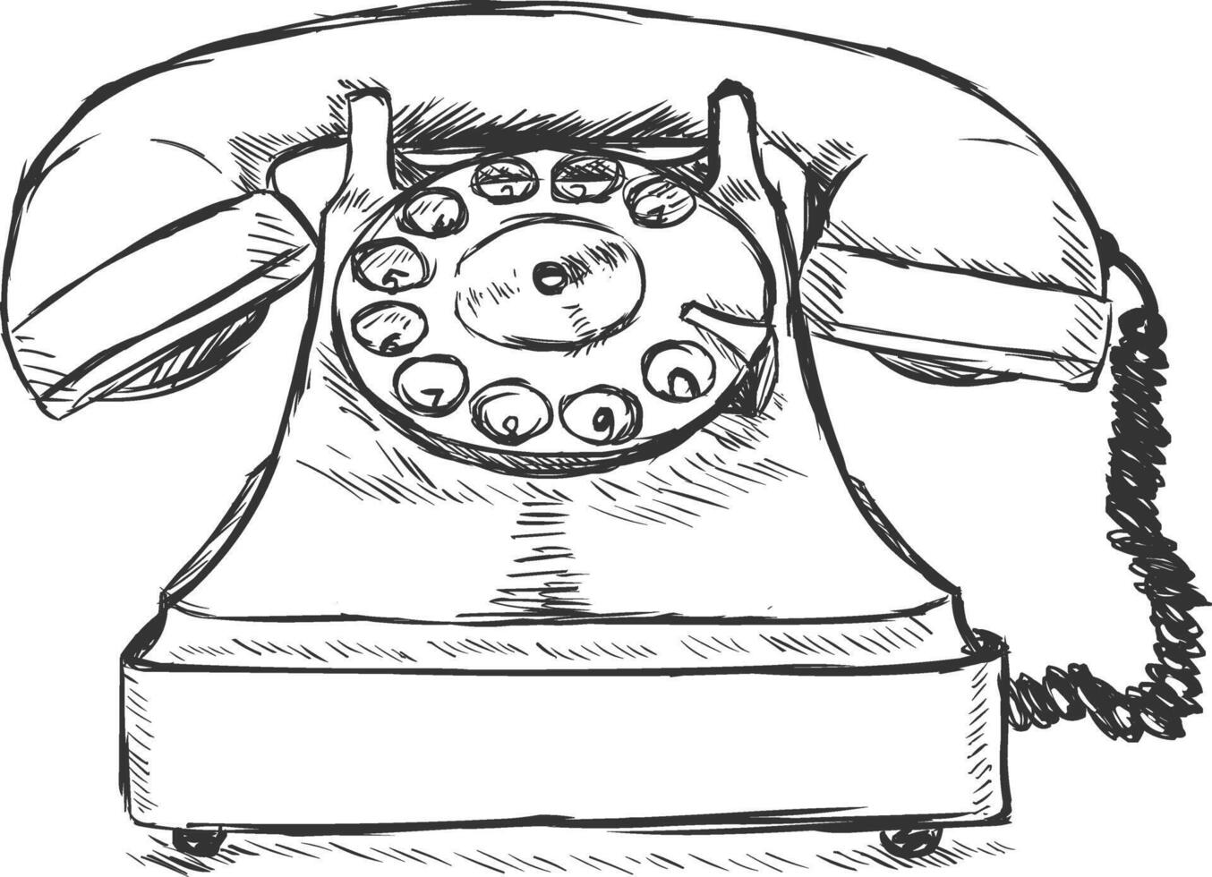 Hand Drawn Retro Landline Phone vector