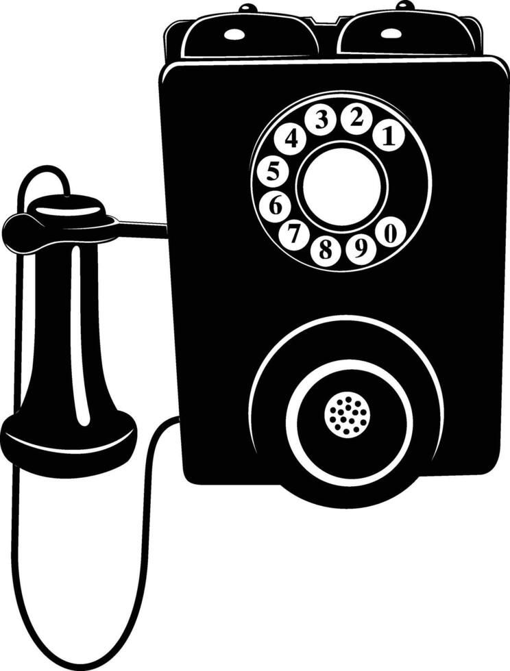 Nostalgic Vintage Telephone Silhouette for Graphic vector