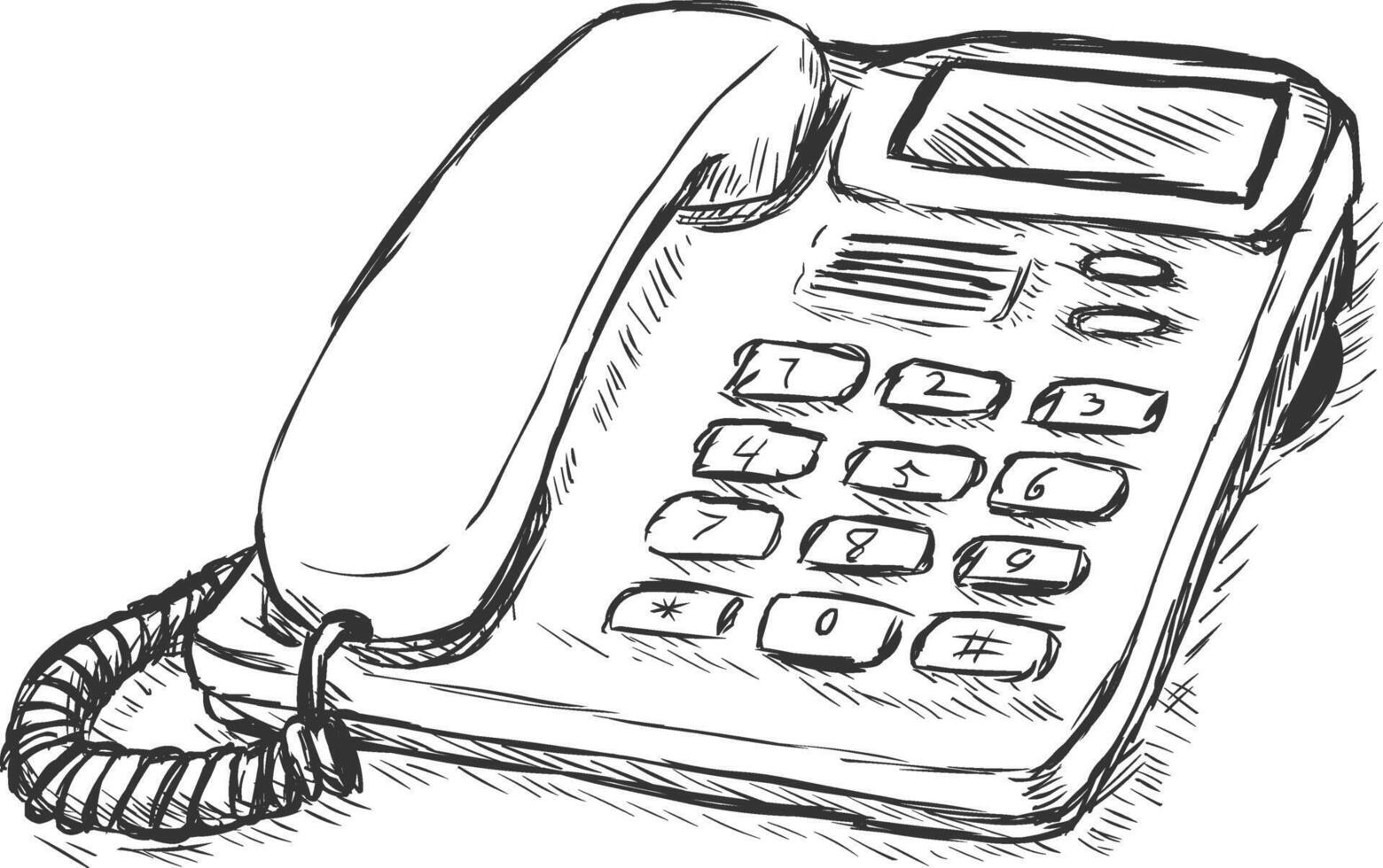 Hand Drawn Vintage Rotary Phone vector