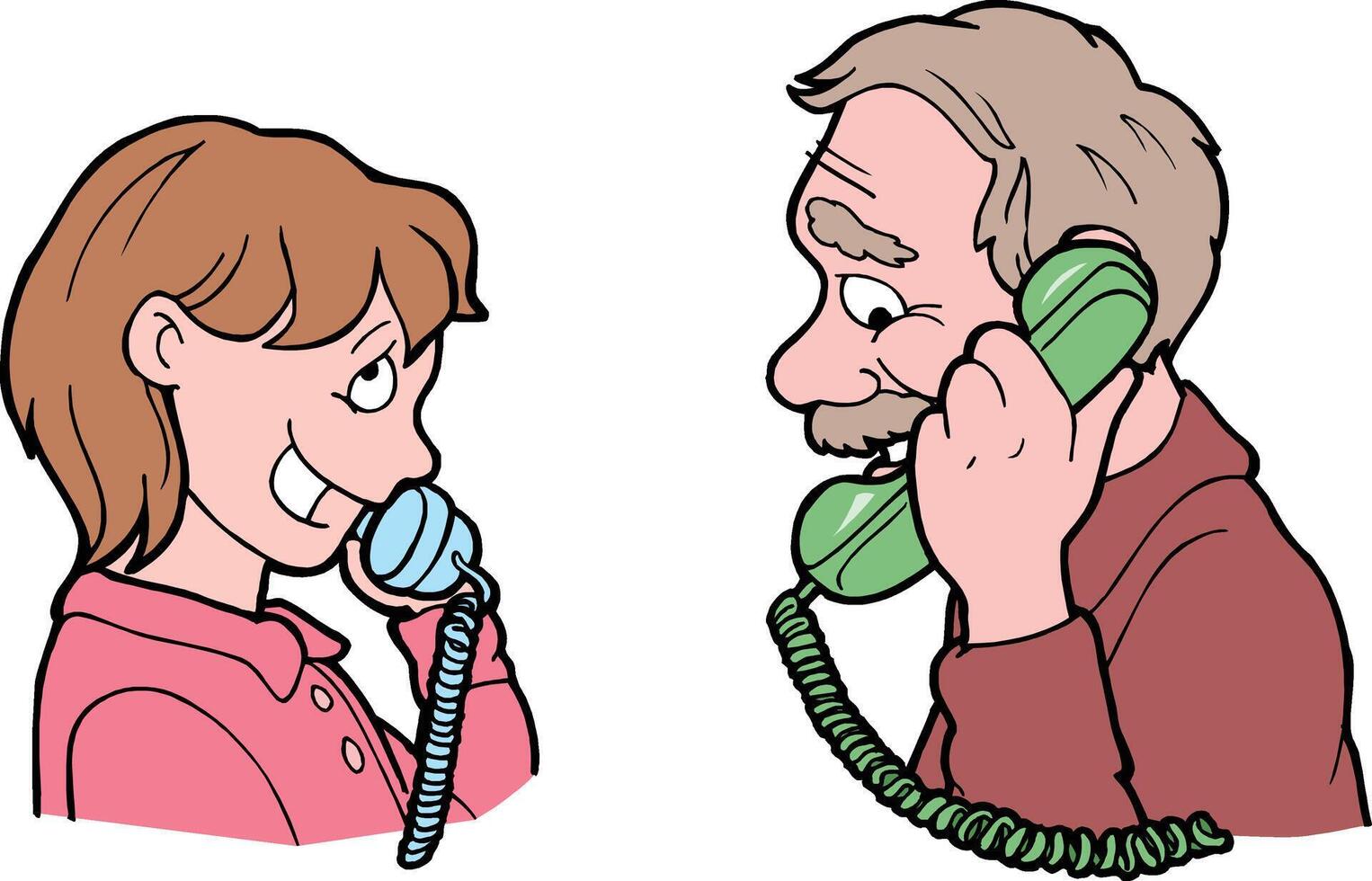 Grandfather talking to his granddaughter on the phone vector
