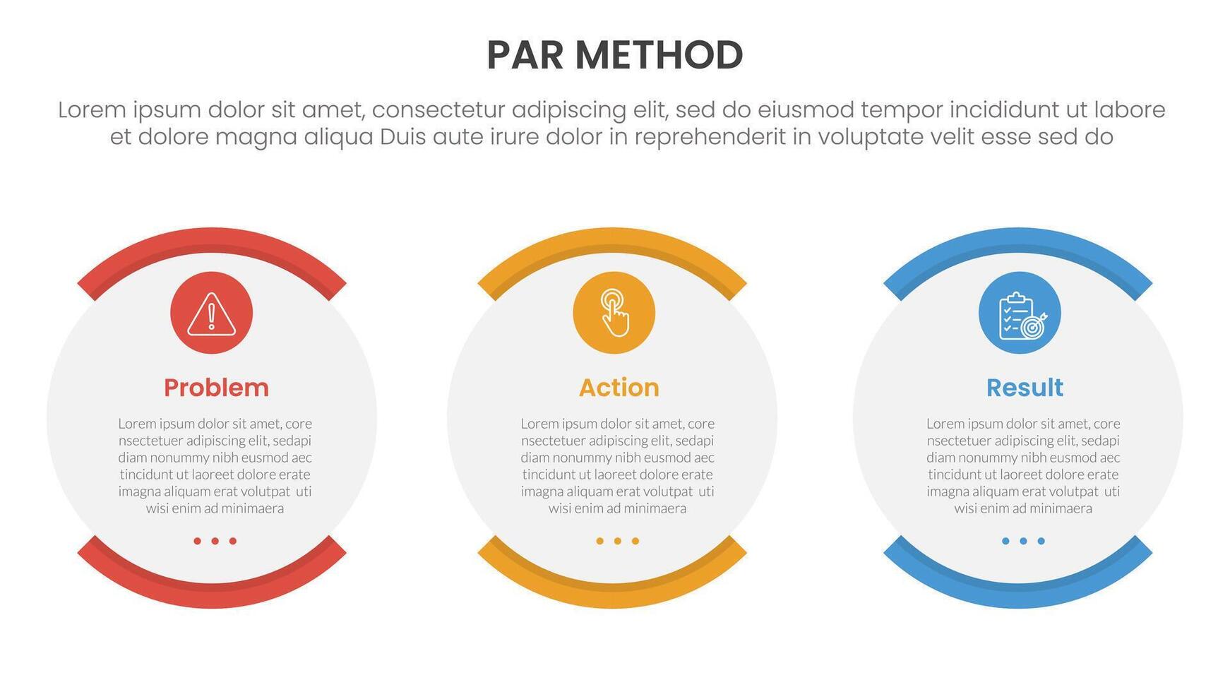PAR method infographic 3 point with shape egg round box for slide presentation vector