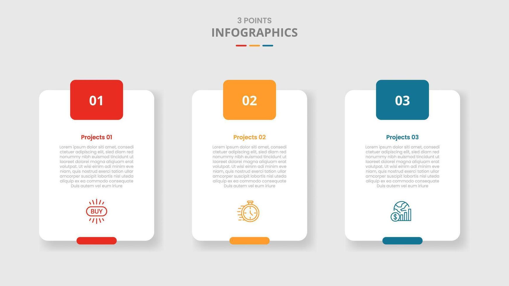 3 points template comparison concept for infographic with vertical round box with badge on header with drop shadow style with two point list information vector
