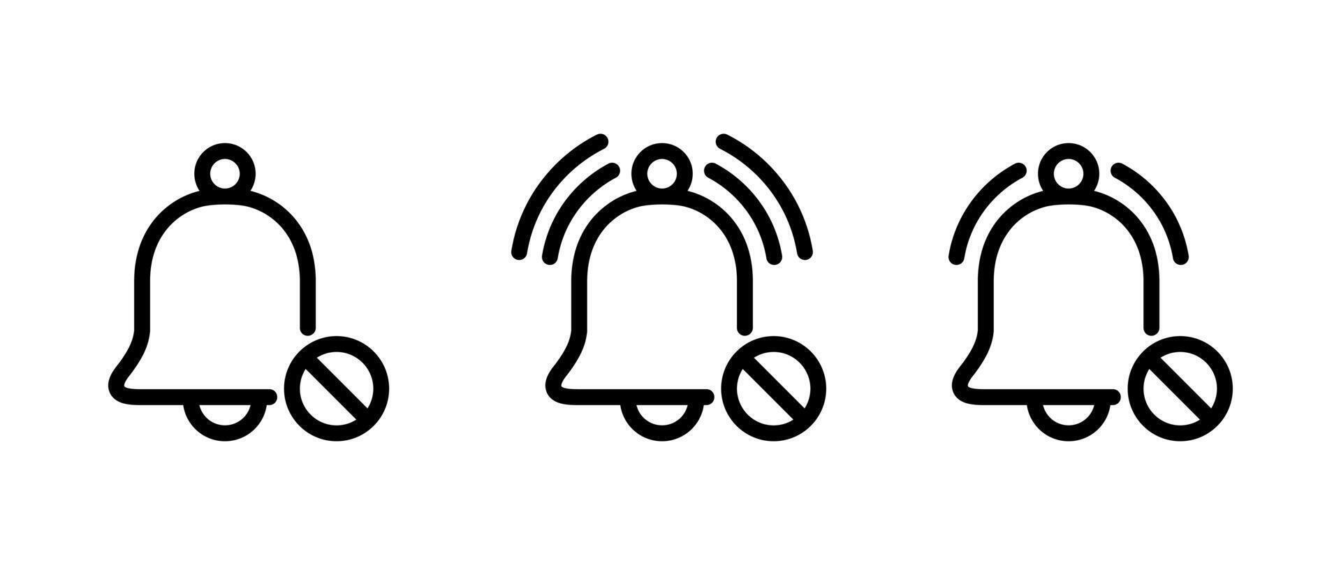 No bell outline icon set. Turn off notification sign symbol vector