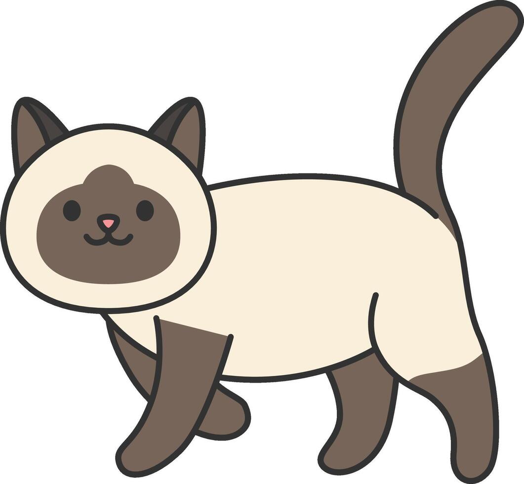 cute siamese cat illustration vector