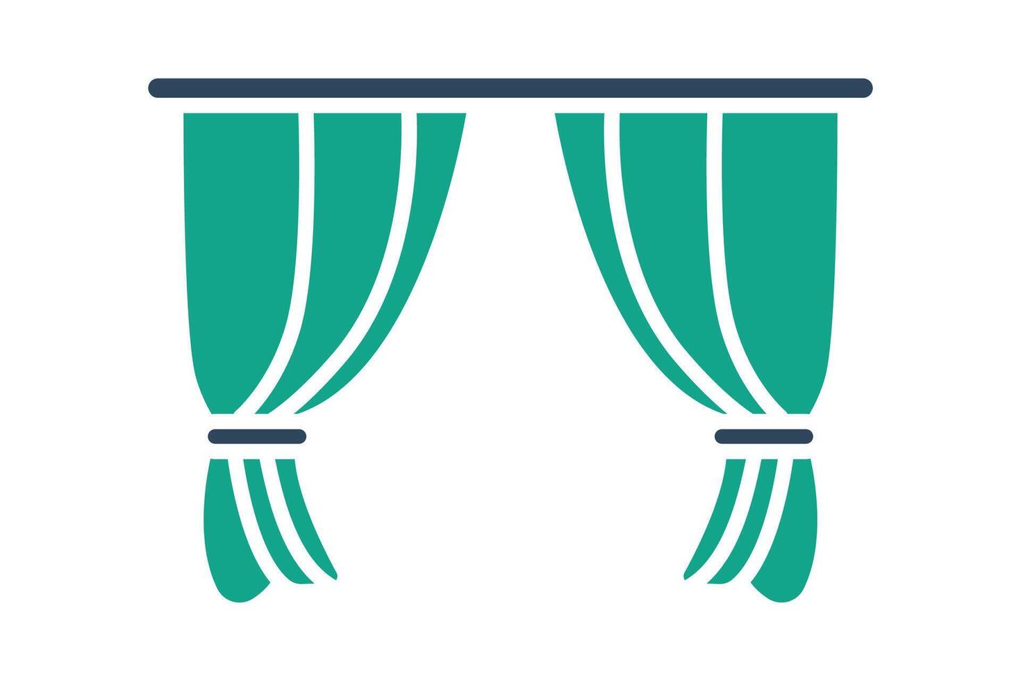 Curtain icon. solid icon style. icon related to furniture. furniture elements illustration vector