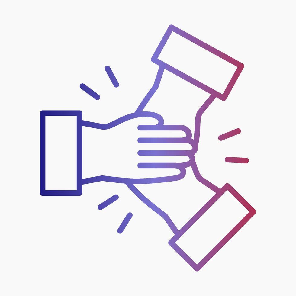 Minimalist outline icon of multiple hands stacked together vector