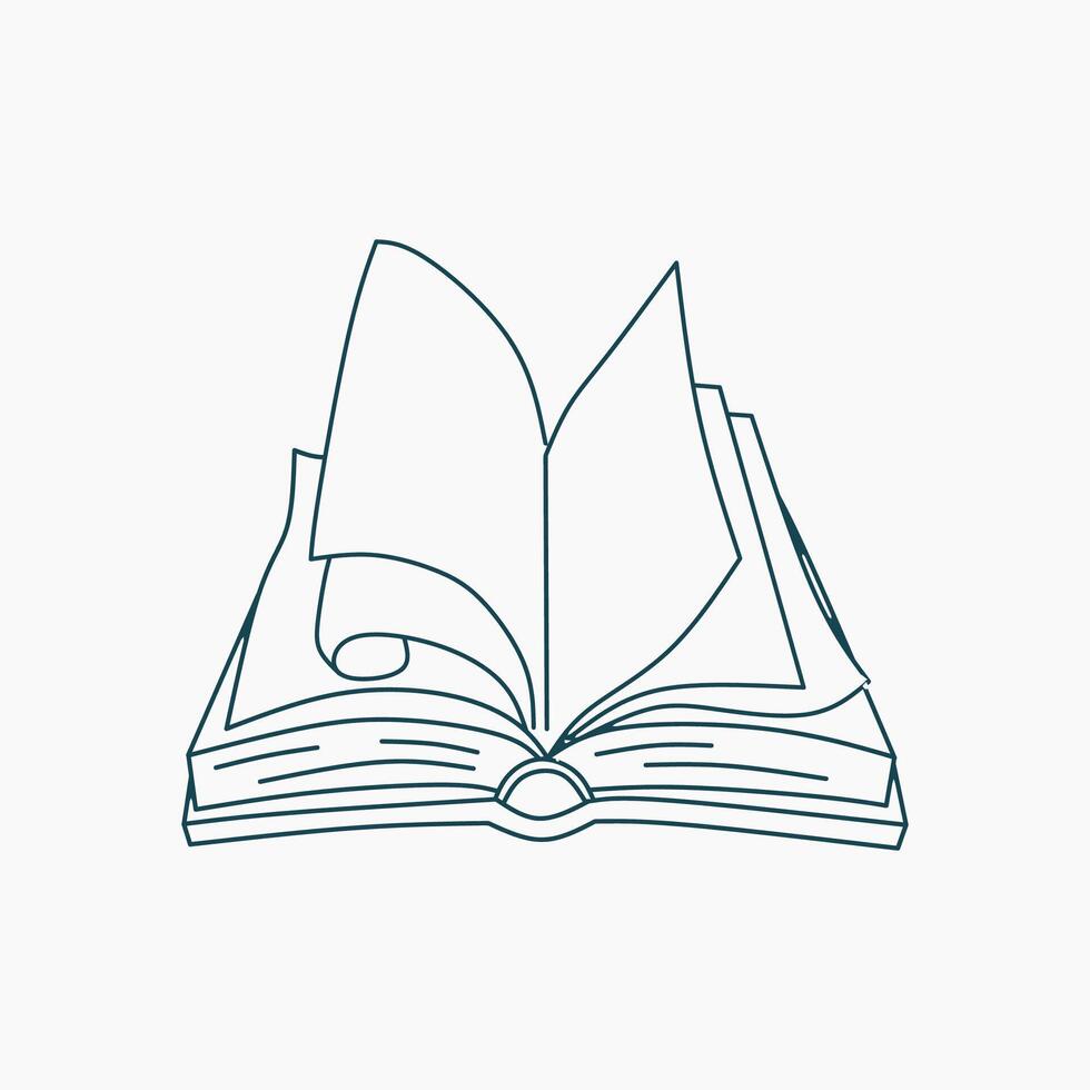Open book outline art vector