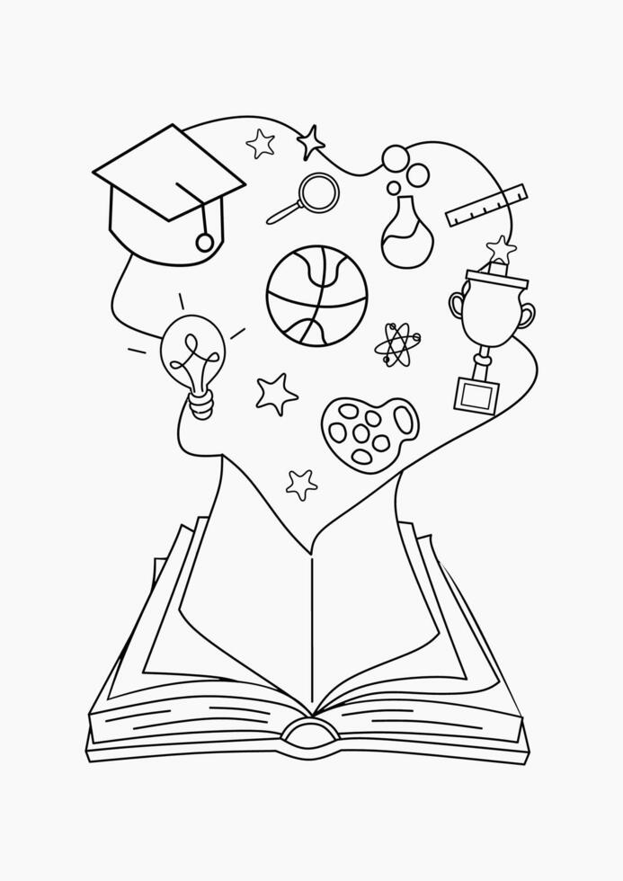 Illustration of an Open Book with Education and Science Symbols vector