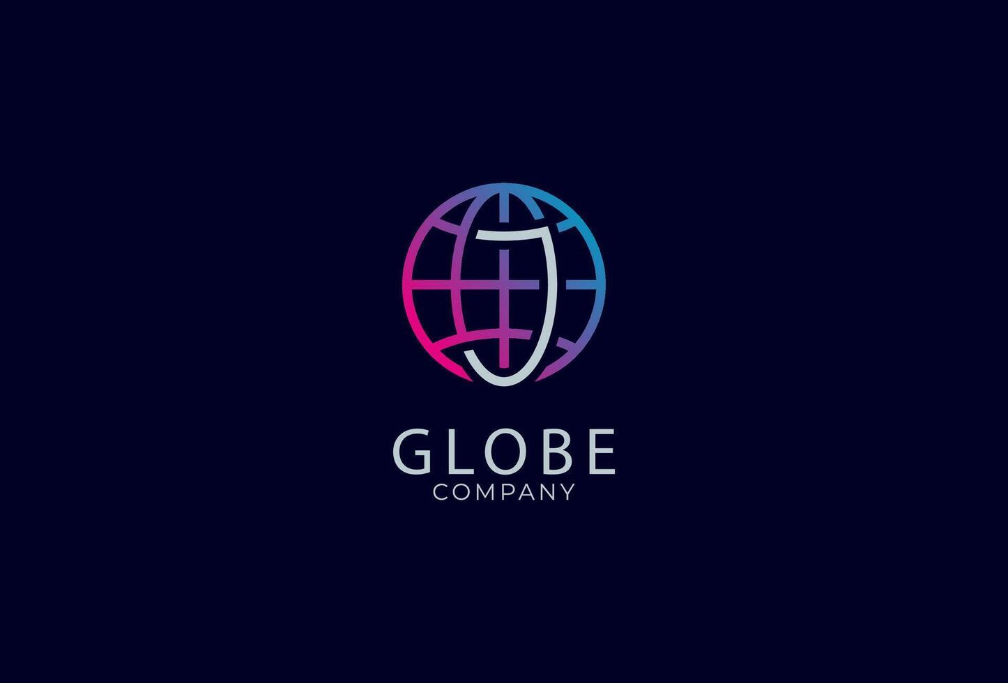 Globe Logo Design, Letter J with globe combination, world globe logo template, usable for technology and company logos, illustration vector