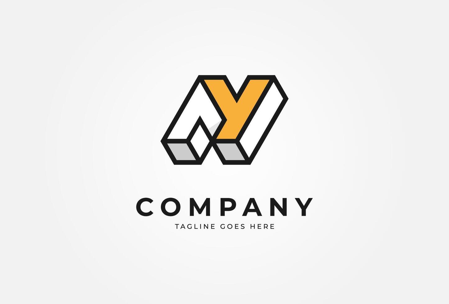 Initial NY Logo, Letter NY with 3D design logo inspiration, Can be used for architecture, construction and buildings company, illustration vector