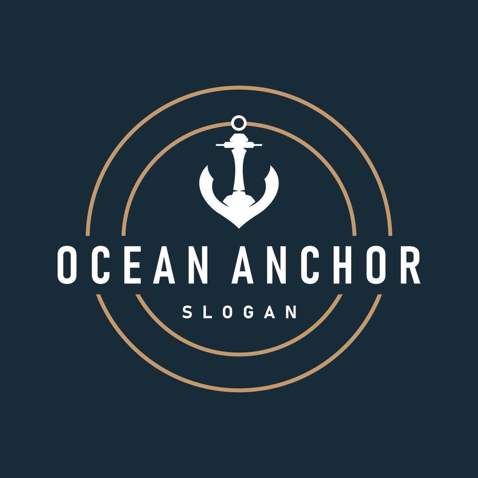 ocean concept with ship anchor logo symbol with simple silhouette suitable for brand or product also transportation symbol vector