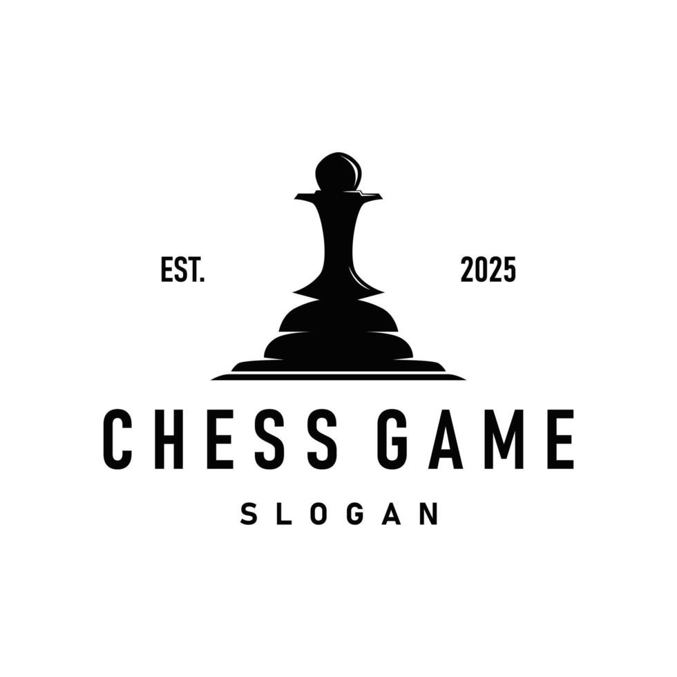 simple design chess logo chess game concept silhouette template vector