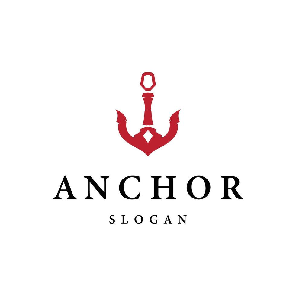 ocean illustration with ship anchor logo symbol with simple silhouette suitable for brand or product also transportation symbol vector