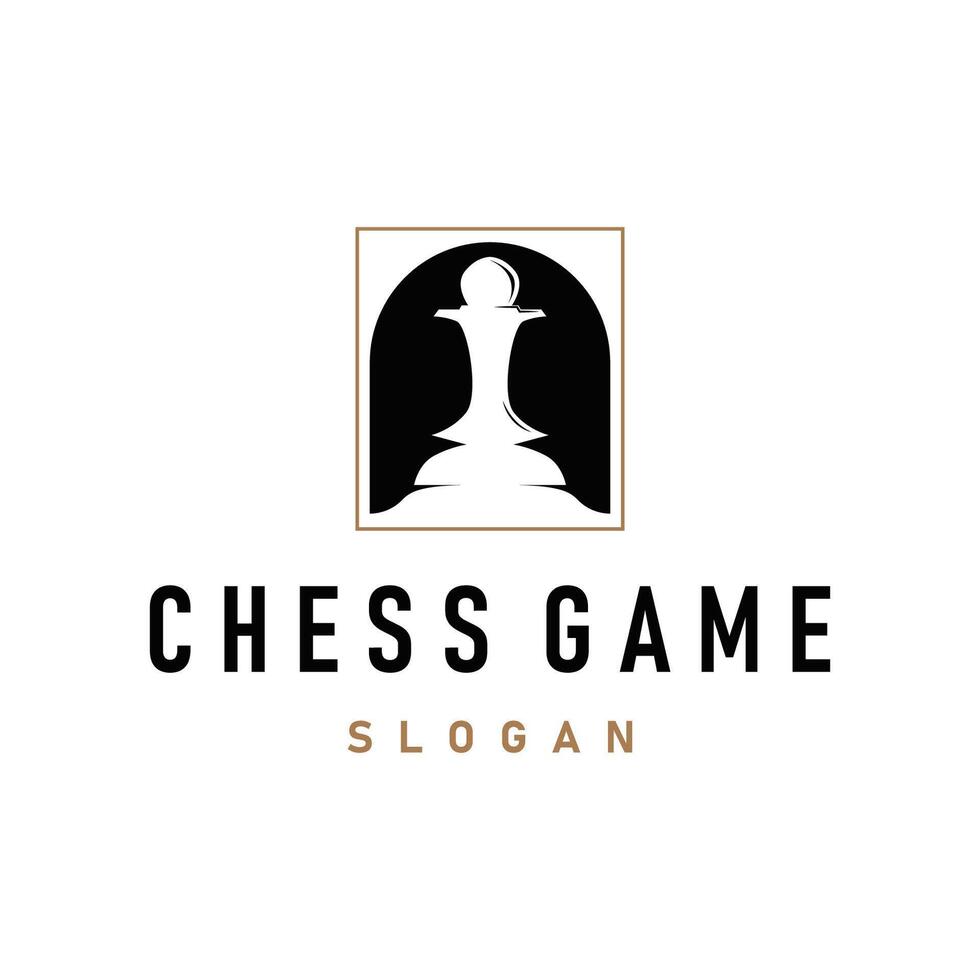 design chess logo chess game concept silhouette vintage retro template vector