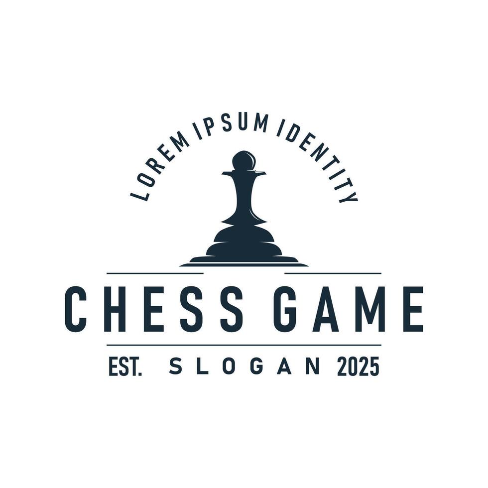 simple design chess logo chess game concept retro template vector