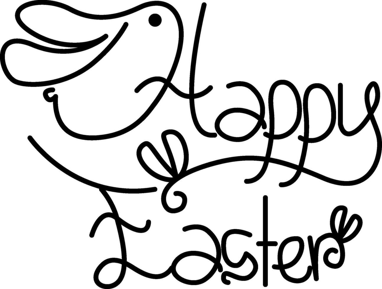 Hand-Drawn Rabbit easter day lettering vector