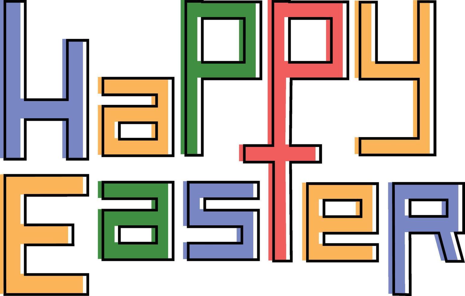 Color full Hand drawn Happy Easter Typographic vector