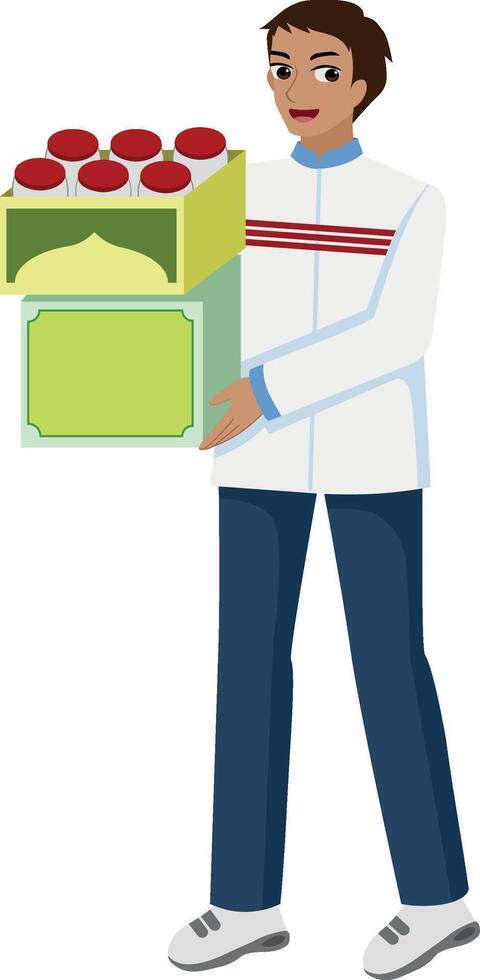 moslem bring box of cookies vector