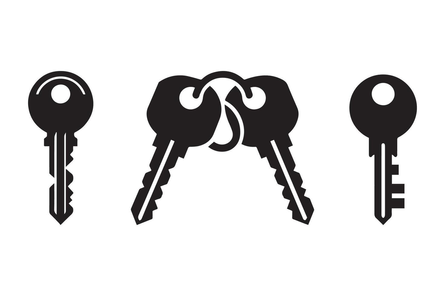 Keys silhouette on white background. Keys black icon vector