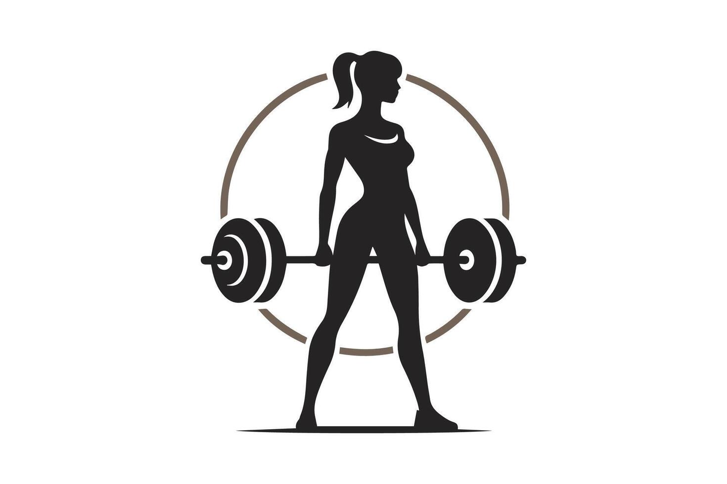 Woman lifting weights silhouette on white background vector