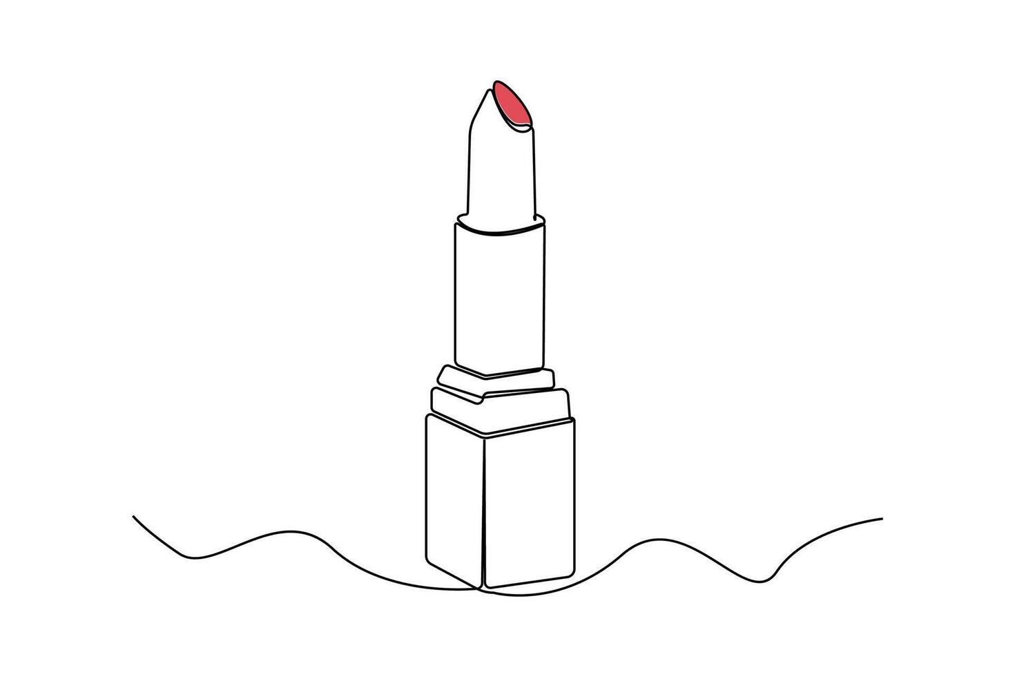 Simple hand-drawn lipstick single line drawing isolated on white background. vector