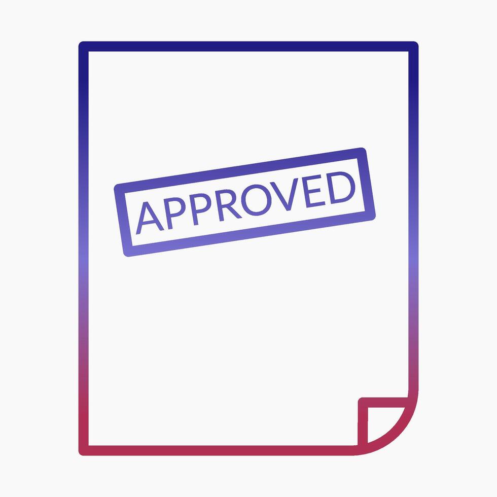 Simple outline icon of an approved document with a stamp vector