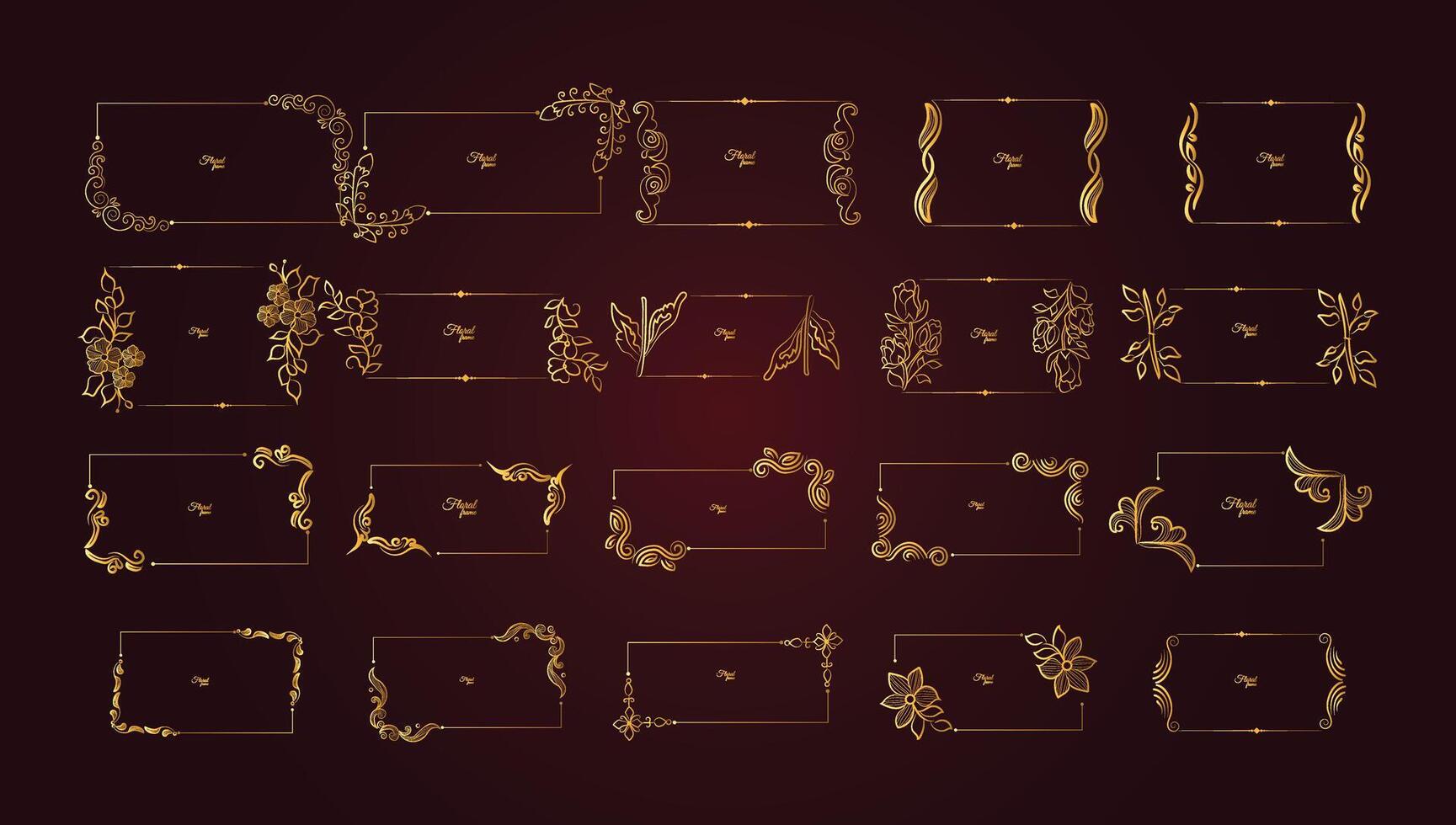 Awesome Golden Frame Design With Flower vector