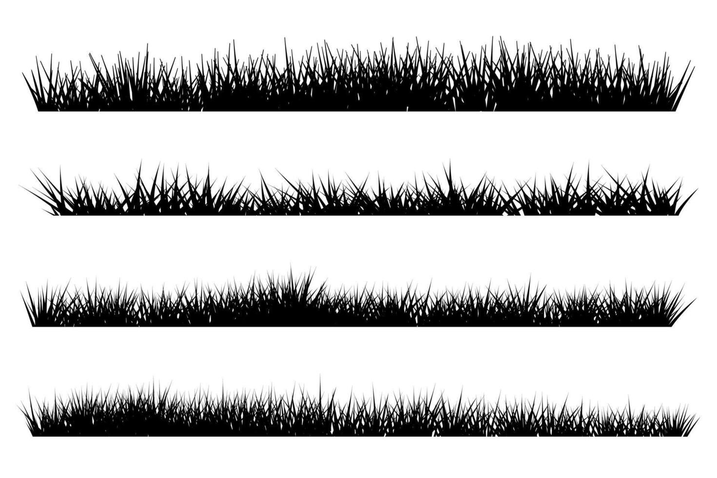long grass border silhouette vector
