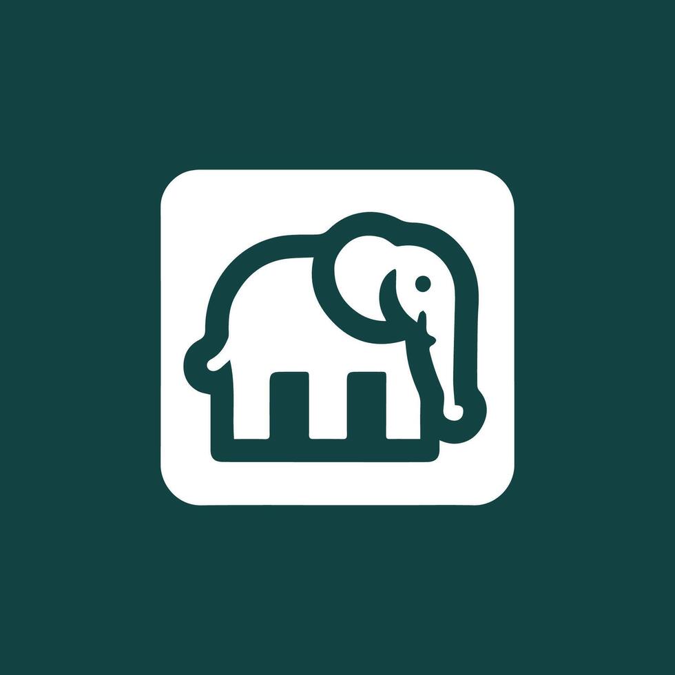 a white elephant icon on a green background vector