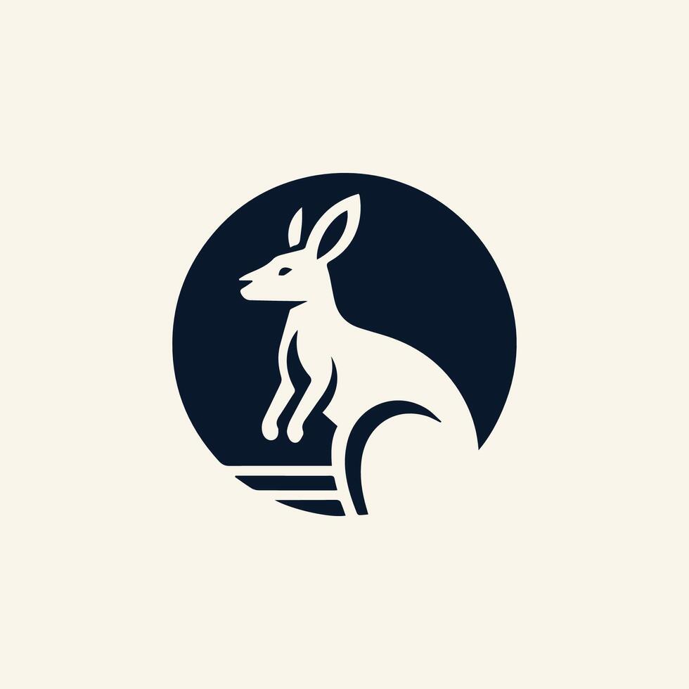 a kangaroo logo with a black and white background vector