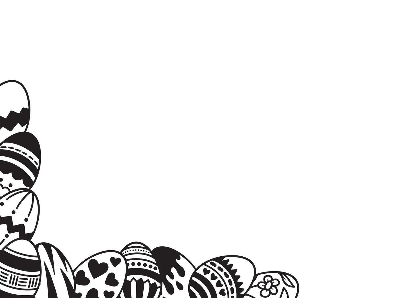 Easter Egg Corner Border Line Art vector