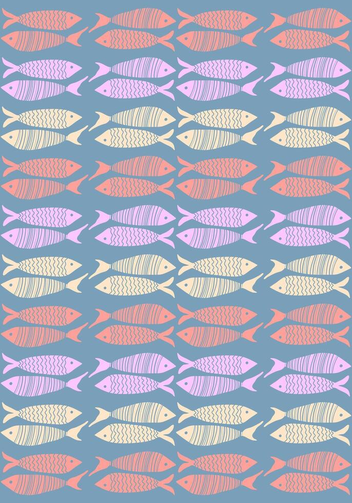 Marine Fish collection pattern background illustration layout poster fabric textile wallpaper print art editable vector
