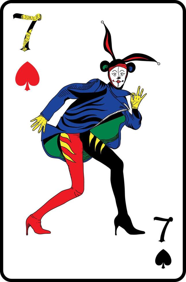 Spades 7, Playing Cards, Joker playing card, Spades Playing card colorful. vector