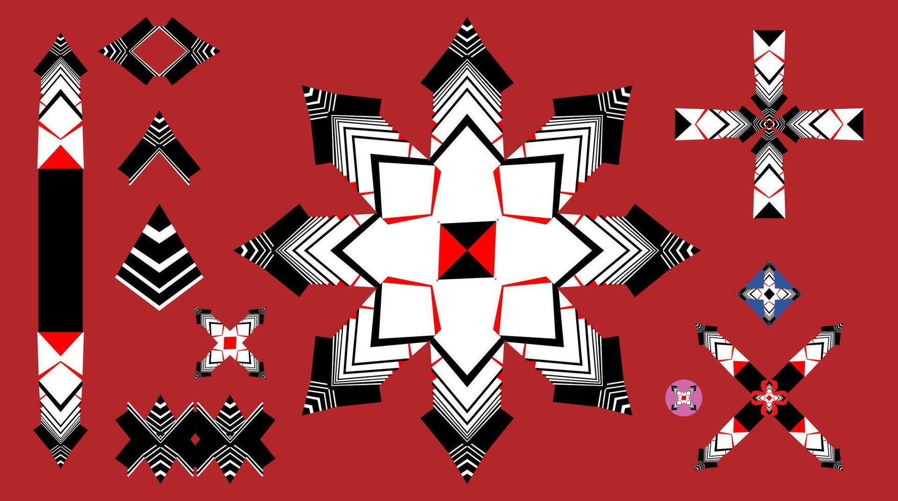 Geometry element triangle abstract red and black native design. vector
