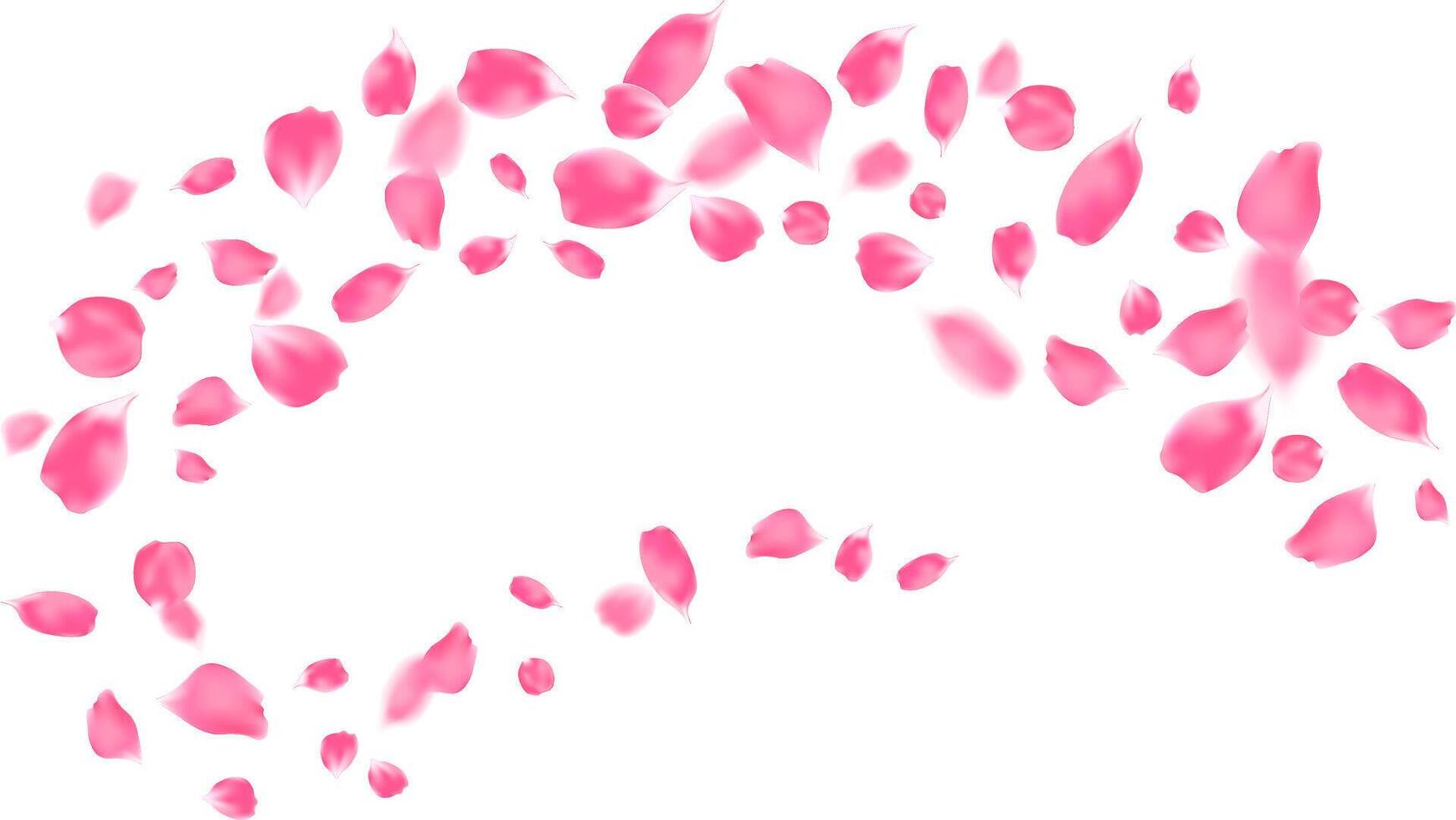 Valentine's day card with pink rose petals elements in dynamic composition. aroma spa vector