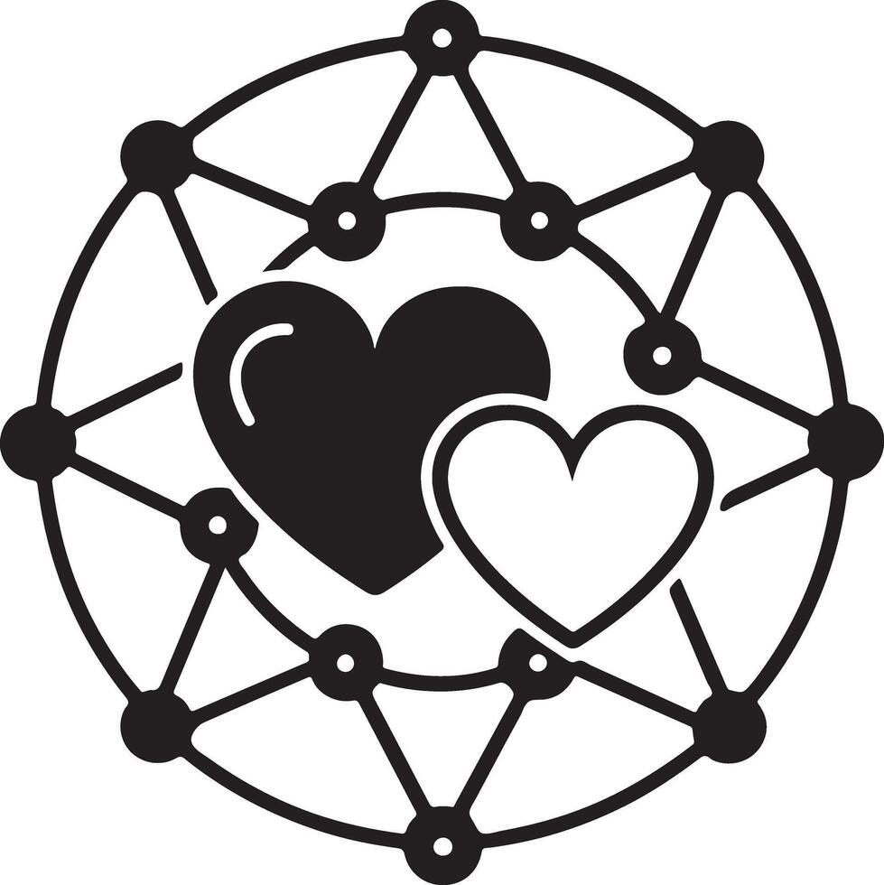 Minimalist Essence of Love Icon in Black Line and Fill Style vector
