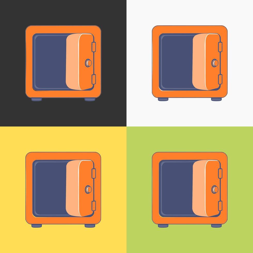 an icon of an open safe box with varying background images vector